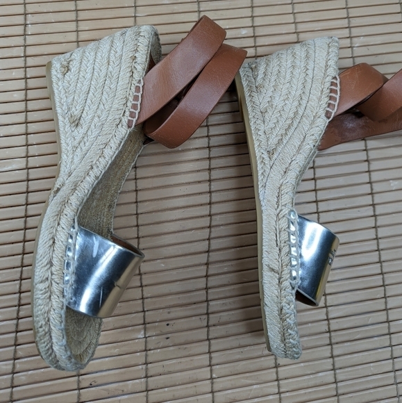 Tory Burch women's sz 7.5M platform espadrille hook & loop criss cross s… - Picture 9 of 10